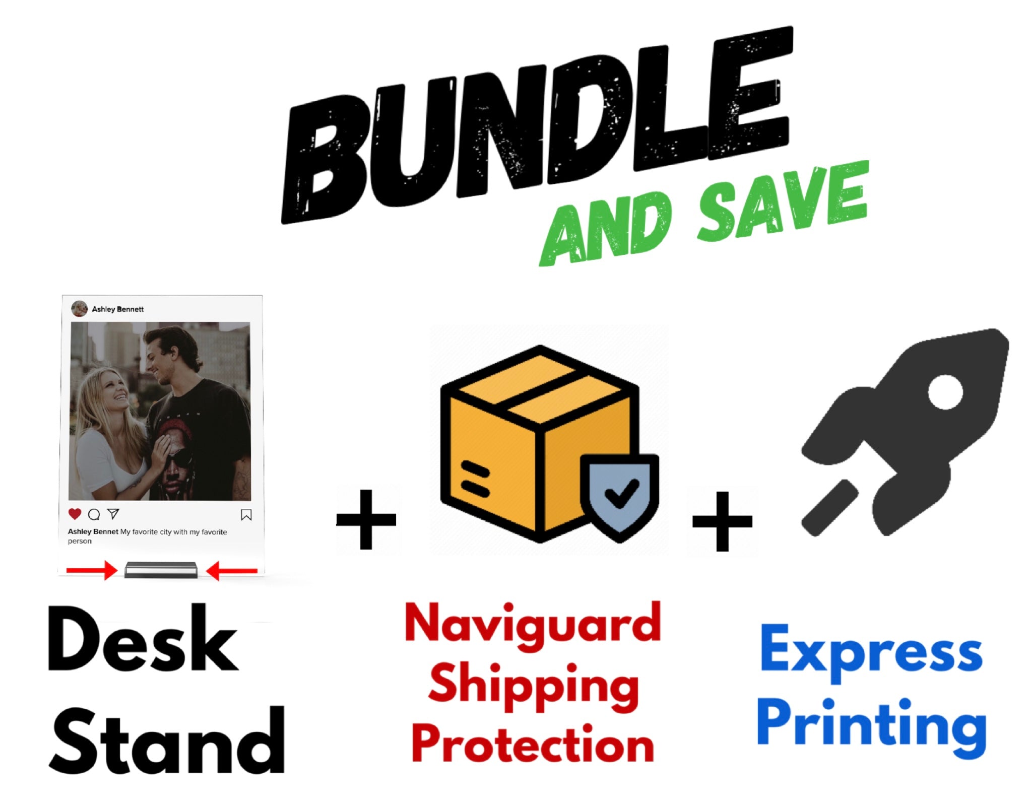 BUNDLE: Desk Stand + Naviguard Shipping Protection + Express Printing